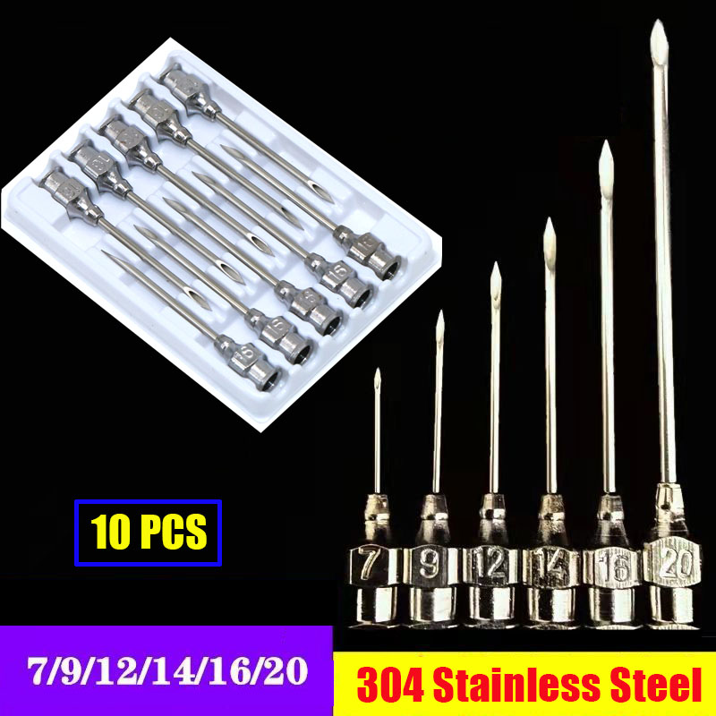 Veterinary Syringe Gun - 10pcs Stainless Steel Veterinary Syringe Needles